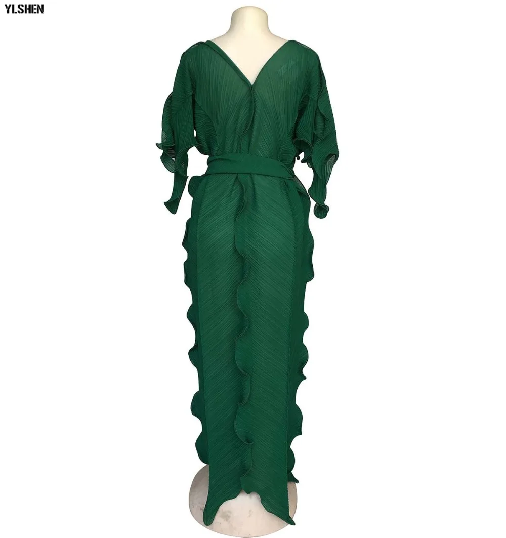 New African Dresses for Women Dashiki Falbala African Dress Clothes Bazin Riche Sexy Pleat V-neck Long Africa Maxi Dress Woman 101