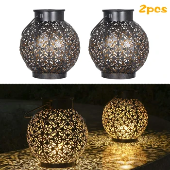 

2pcs Solar Light Outdoor Hanging Lantern Lights Solar Powered Home Garden Decor Lantern Lamps Waterproof Solar Pathway Lights