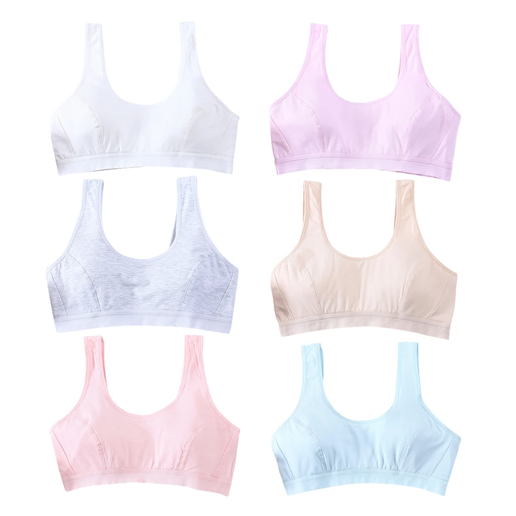 Teen Solid underwear 12 year old  Lovely Girl Training Bra Underwear Vest Top Wireless Cotton Bralette Racerback белье женское
