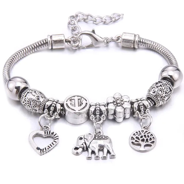 Antique Crown key lock Shape 6-colors crystal Charm Bracelets for Women Glass Beads Brand Bracelet & Bangle DIY Jewelry Gifts 9