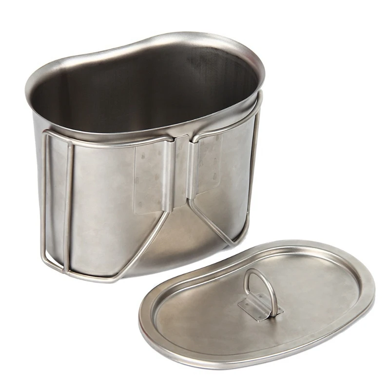 

Stainless Steel Canteen Cup 700Ml Portable with Cup Cover Outdoor Camping Hiking Pot