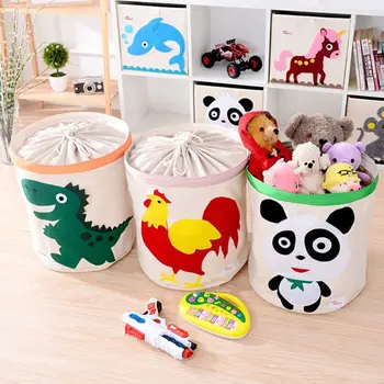 

Cotton Linen Large Laundry Basket Foldable Baby Kids Sundries Storage Organizer X4YD