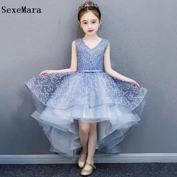 

Customized Girls Dresses V Neck Puffy Skirt little girl pageant gown birthday dress 2 4 6 8 10T
