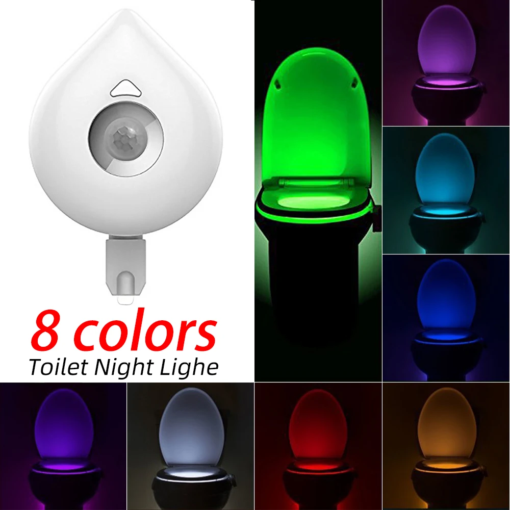 DIDIHOU Toilet Light Smart Motion Sensor Toilet Seat Night Light 8 Colors Changeable Waterproof WC Lamp Hot