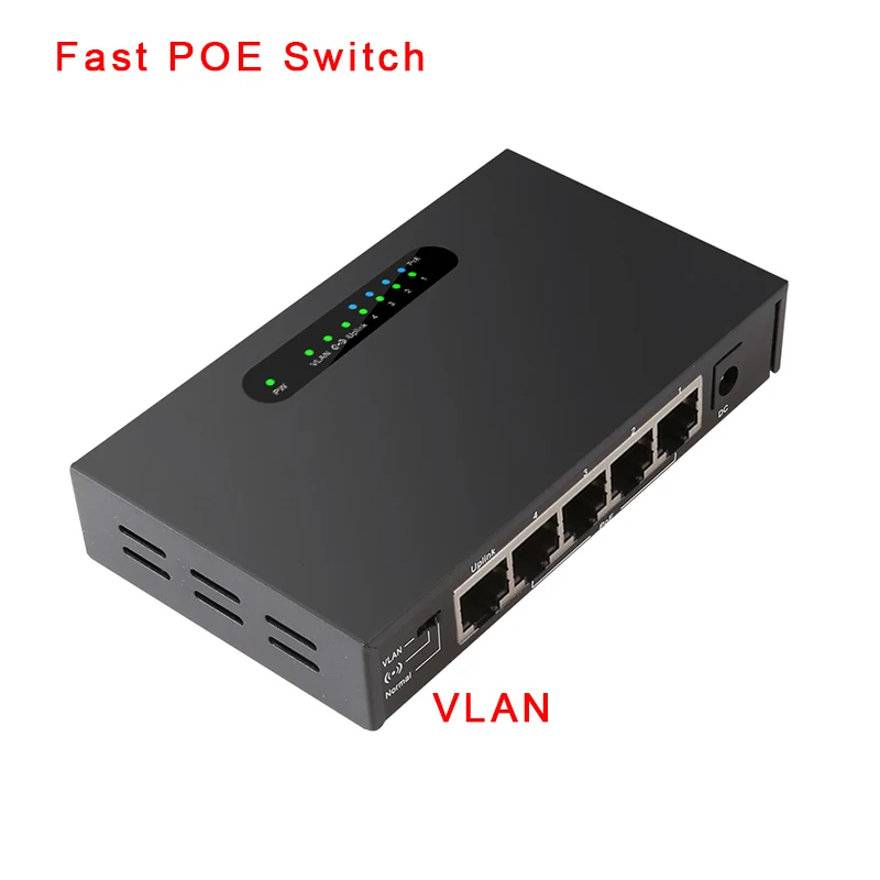 4 Порты и разъёмы 10/100 м PoE+ 1 Порты и разъёмы Uplink Ethernet-коммутатор 48V VLAN сетевой коммутатор питания через Ethernet RJ45 IEEE 802.3af сетевой коммутатор для видеонаблюдения Камера ПК 250 м