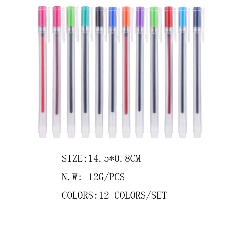 12 Pcs/lot 0.5mm Gel Pen Set Colorfule Cute Ink Maker Pen School Office things Supply 12 Colours muji gel pens Material Escolar