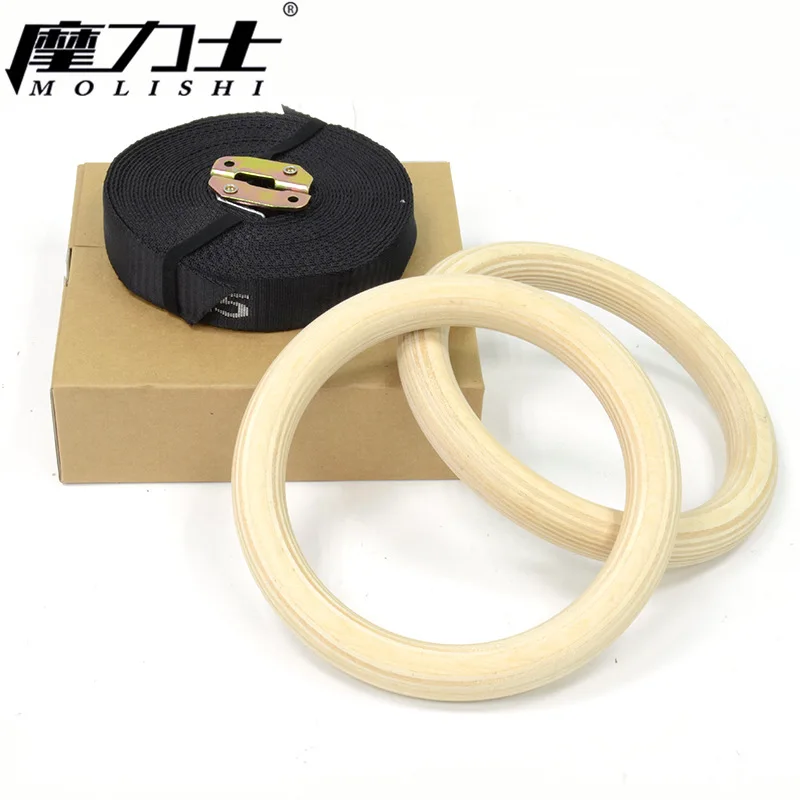 

Fitness Birch Gymnastics Gym Ring Strap Set Sports Game Sports Rings Wood Household Exercise Fitness Hand Ring
