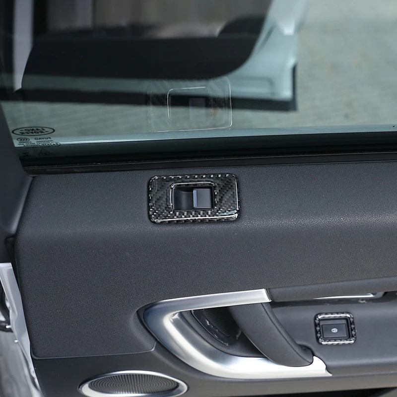 Для Land Rover Дискавери Спорт- автомобильные аксессуары углеродное волокно Автомобильная Кнопка Подъема Окна Рамка отделка наклейки