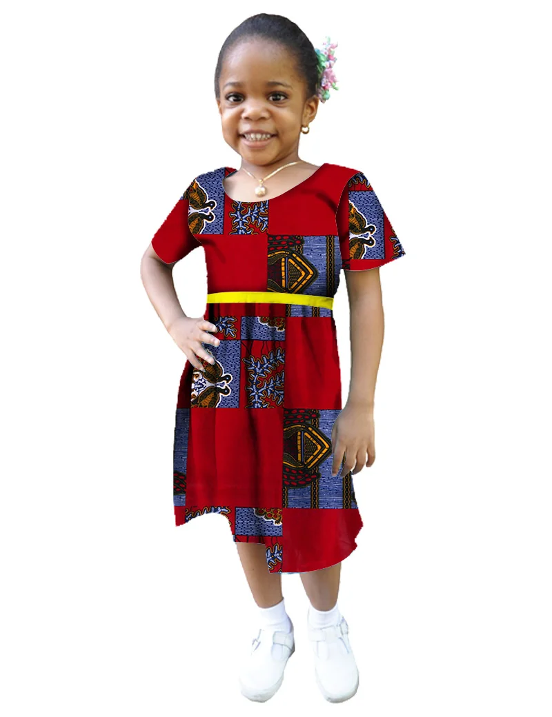 Традиционные африканские Костюмы Bazin африканские Платья для женщин для Для женщин африканского Дашики для детей Костюмы платье БРВ WYT08 - Цвет: 4