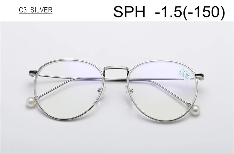 C3 (-1.5) SUMONDY очки для близорукости с диоптрией от 0 до-6,0 Женская круглая оправа из сплава оптические очки для близорукости UF26 - Цвет оправы: C3 (-1.5)