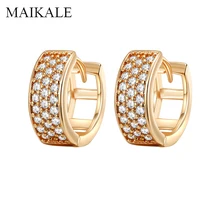 Женские круглые серьги-гвоздики MAIKALE, роскошные серьги золотистого/серебристого цвета с фианитом, ювелирные изделия для подарка