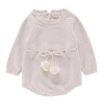 

0-24M Winter Baby Girl Sweater Ball Design Infant Long Sleeve Knit Cute Romper Newborn Outfits Clothes New