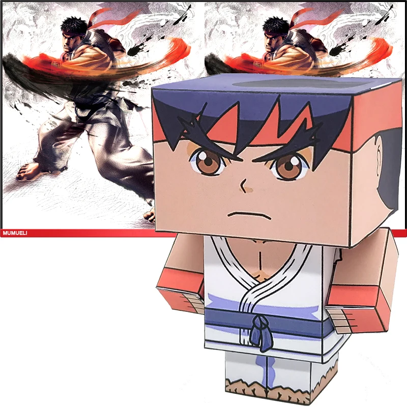 No Glue Ryu Folding Cutting Mini Cute 3d Paper Model Papercraft Anime Game Figure Diy Cubee Kids Adult Craft Toys Cs 038 Card Model Building Sets Aliexpress