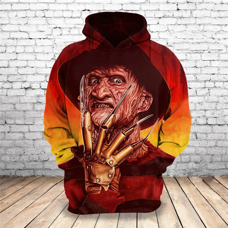 

2019 Hot New Sweatshirt Customize Halloween Design 3D Freddy Printed Hoodies Unique Pullovers Tops Men Clothing Drop Shipping