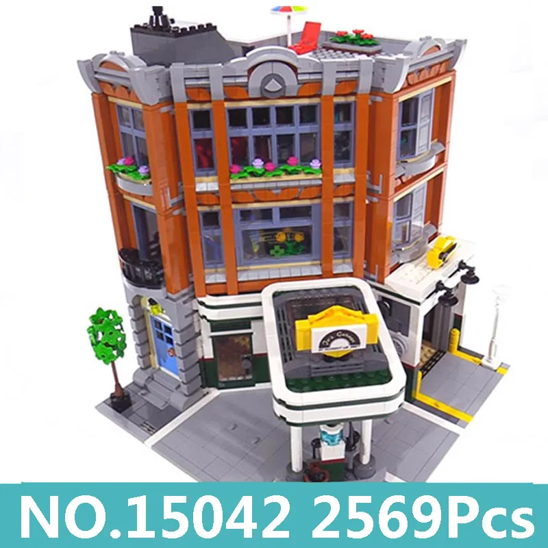 

Lepinblocks King Bricks 15042 Creator Expert Corner Garage Building Blocks 10264 City Street House Architecture Children Toys