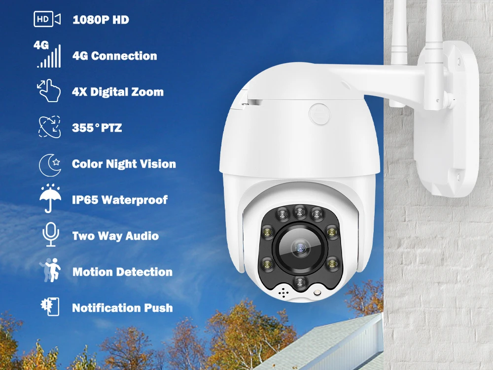 3G 4G сим карта IP Камера 1080P HD WI FI купольная на открытом воздухе 2 аудиоданных