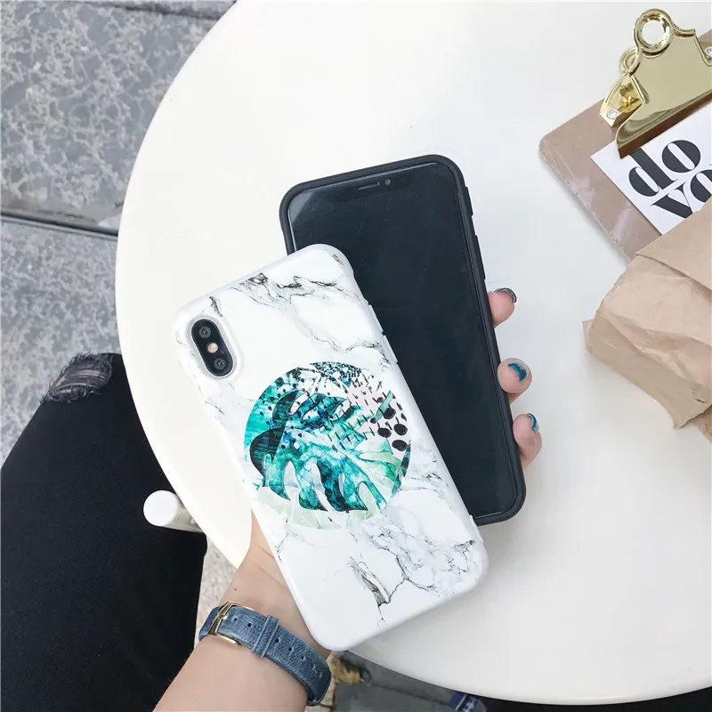 Летний чехол для телефона с банановыми листьями мраморной текстурой для iPhone 11 Pro MAX X XS MAX XR 6 6S 8 7 Plus рельефный Мягкий силиконовый чехол с листьями