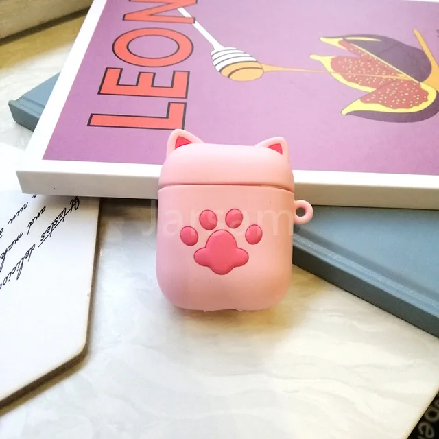 pinkcatclaw Для Airpods 2 Чехол, силиконовый чехол с рисунком, чехол для air pods, милый чехол для наушников, 3D чехол для наушников, аксессуары для наушников - Цвет: pinkcatclaw