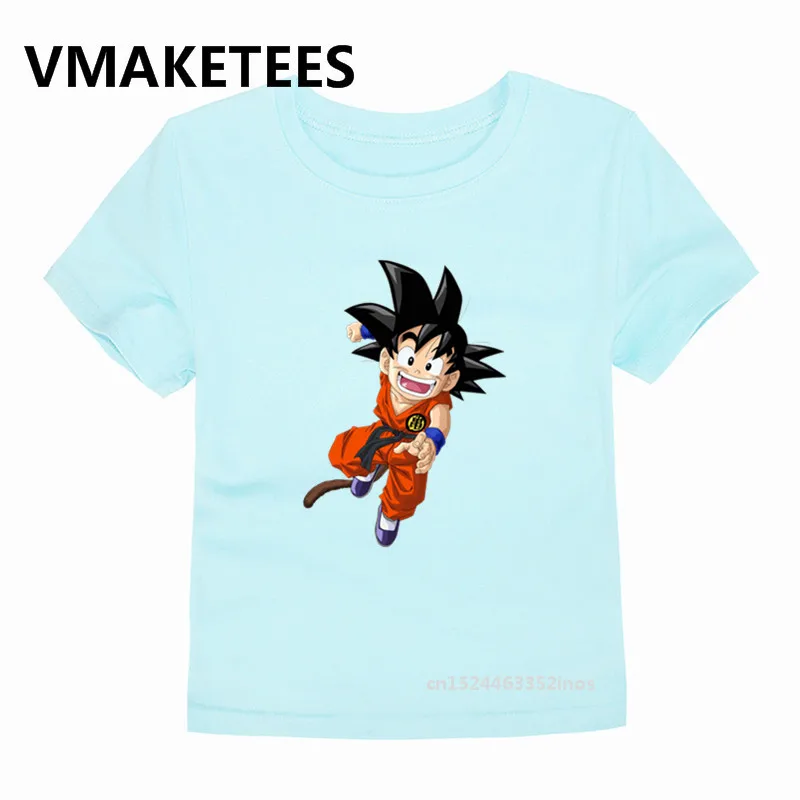 Принт с героями мультфильмов, для детей ясельного возраста футболки Goku с персонажами из аниме «Драконий жемчуг зет Летняя мужская футболка с длинными рукавами для мальчиков топы для девочек Костюмы, HKP5072I