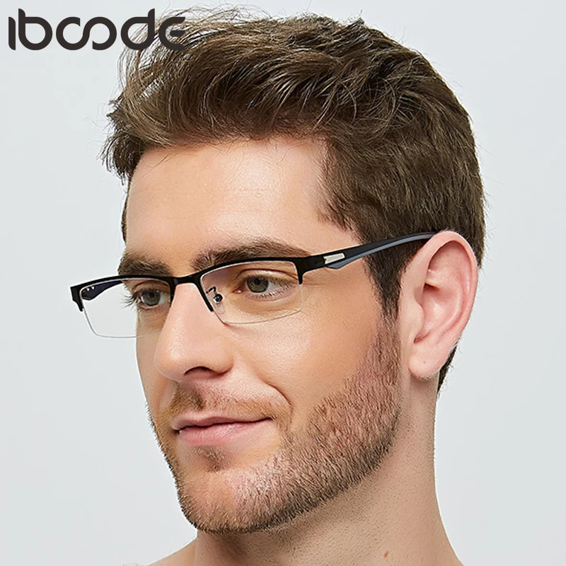 

iboode Men Business Reading Glasses Fashion Metal Half Frame Glasses Read Male Retro Eyeglasses Diopter 1.0 1.5 2.0 2.5 Eyewear