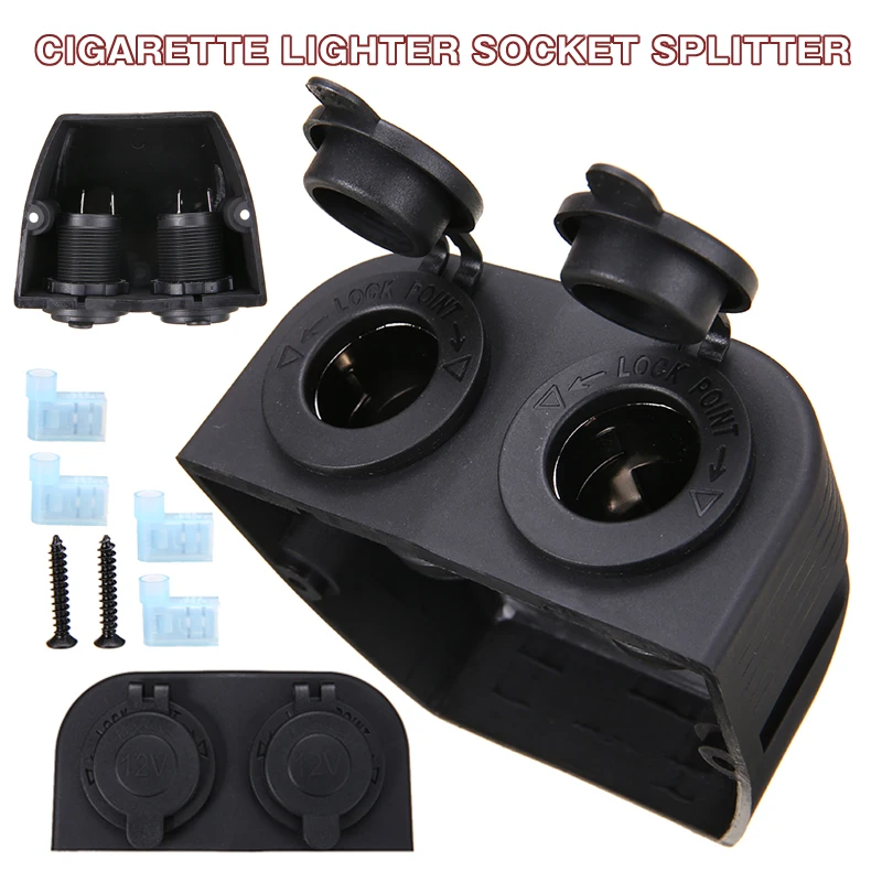 Dual Port Car Motorcycle Cigarette Lighter 12V24V Surface Mount Car