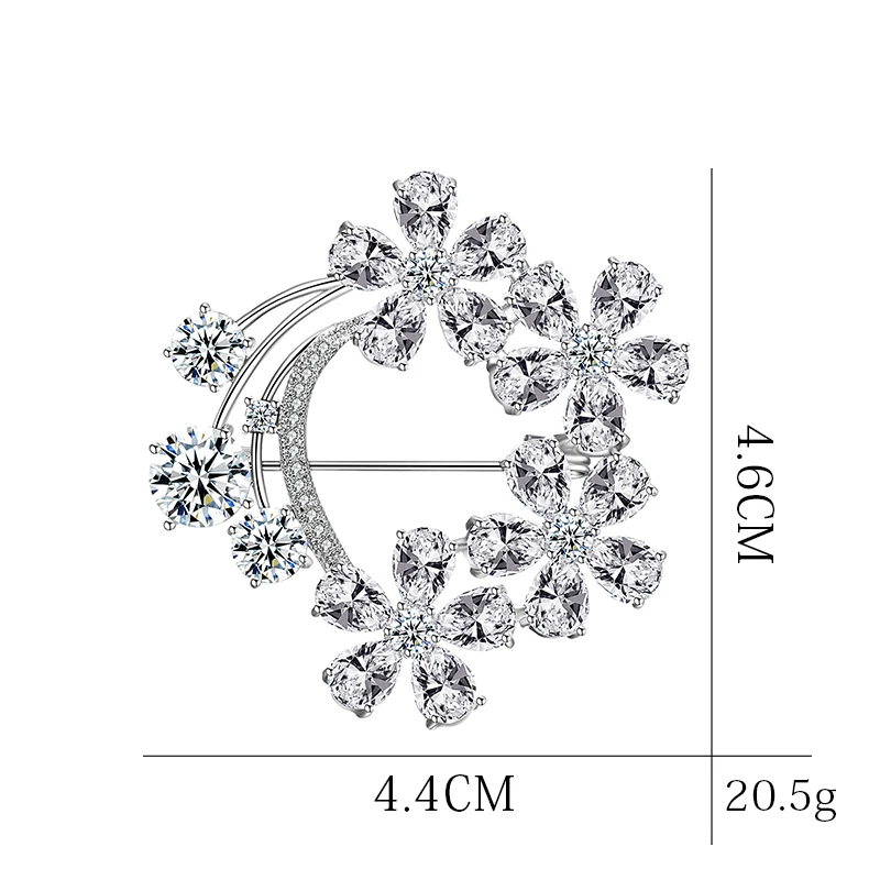 Брошь в виде венка для женщин, ювелирный аксессуар, кубический циркон, брошь в виде цветка, брошь на булавке для леди, Свадебная вечеринка, шаль, пряжка, брошь - Окраска металла: 10
