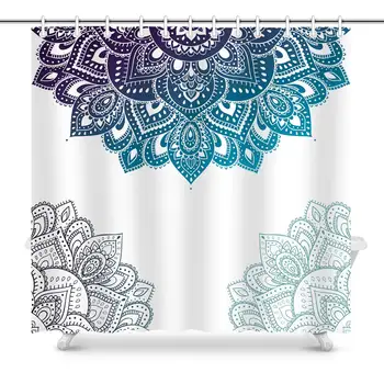 

Mandala Shower Curtain,Boho Chic Vibrant Color Ornamental Pattern,Waterproof Ployester Fabric Bathroom Decor Set with Hooks