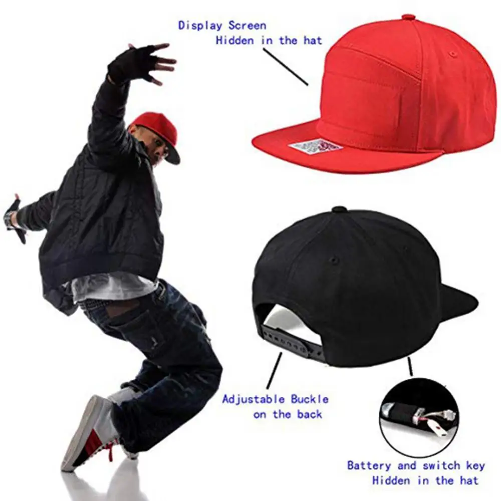 

Luminous LED Display Multilanguage Wireless Bluetooth-compatible Party Baseball Cap Sun Hat