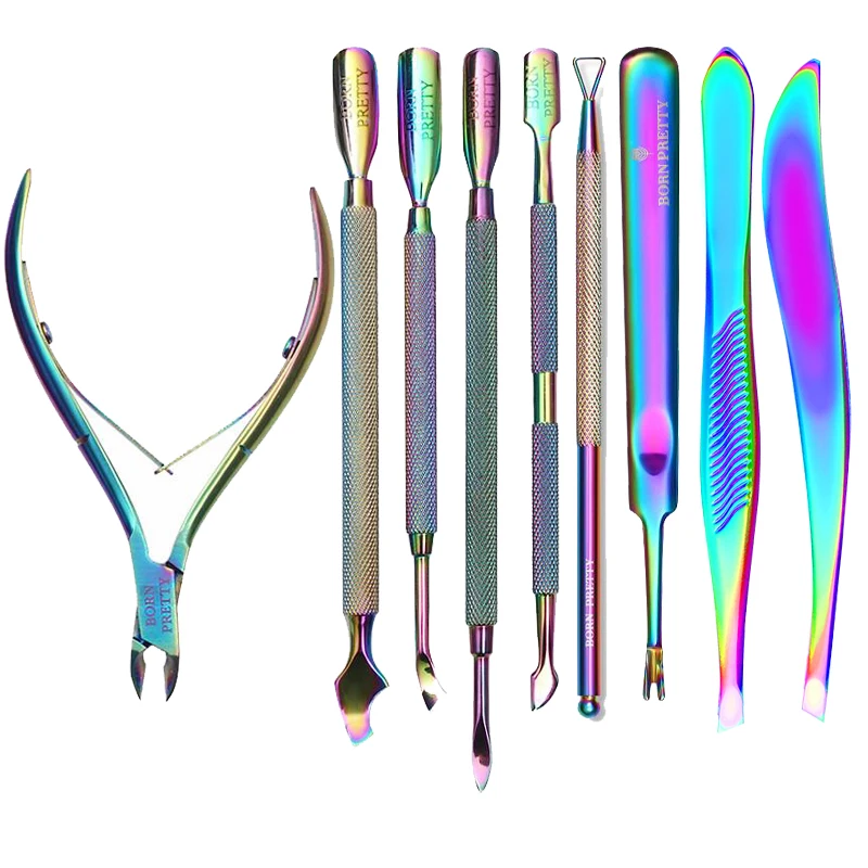 BORN PRETTY Nail Cuticle Pusher Tweezer Colorful Nipper Clipper Edge Cutter Dead Skin Remover Scissor Plier Pedicure Tools | Красота и