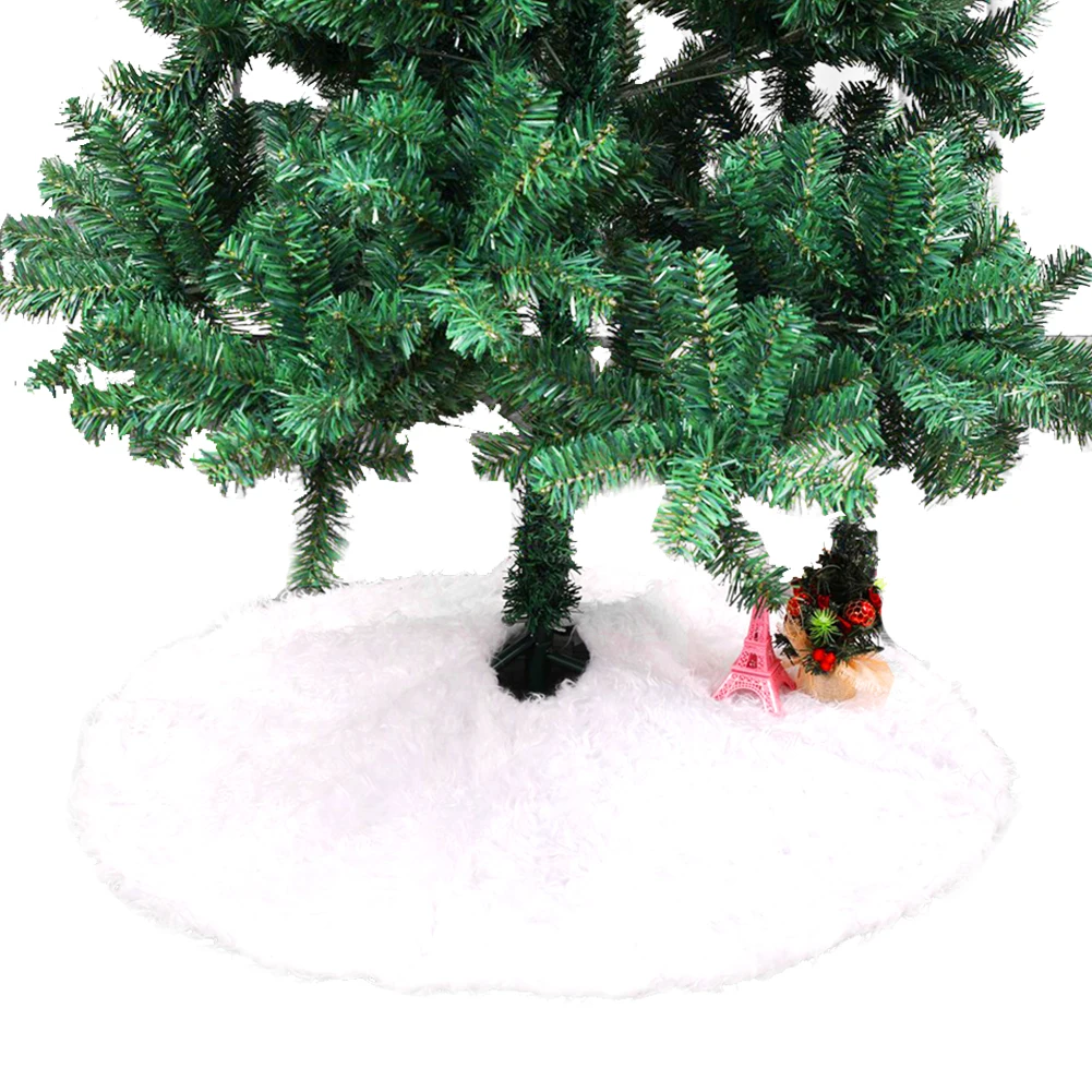 

Carpet Party Supplies Handicraft Round Festive Cover Home Christmas Tree Skirt Practical White Plush Ornament Home Decoration