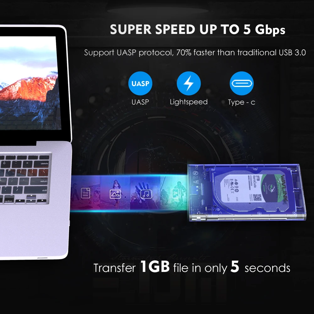 Карман SSD Wavlink USB 3 0 на жесткий диск SATA 2 5 дюйма до Гбит/с|Корпус жесткого диска| |