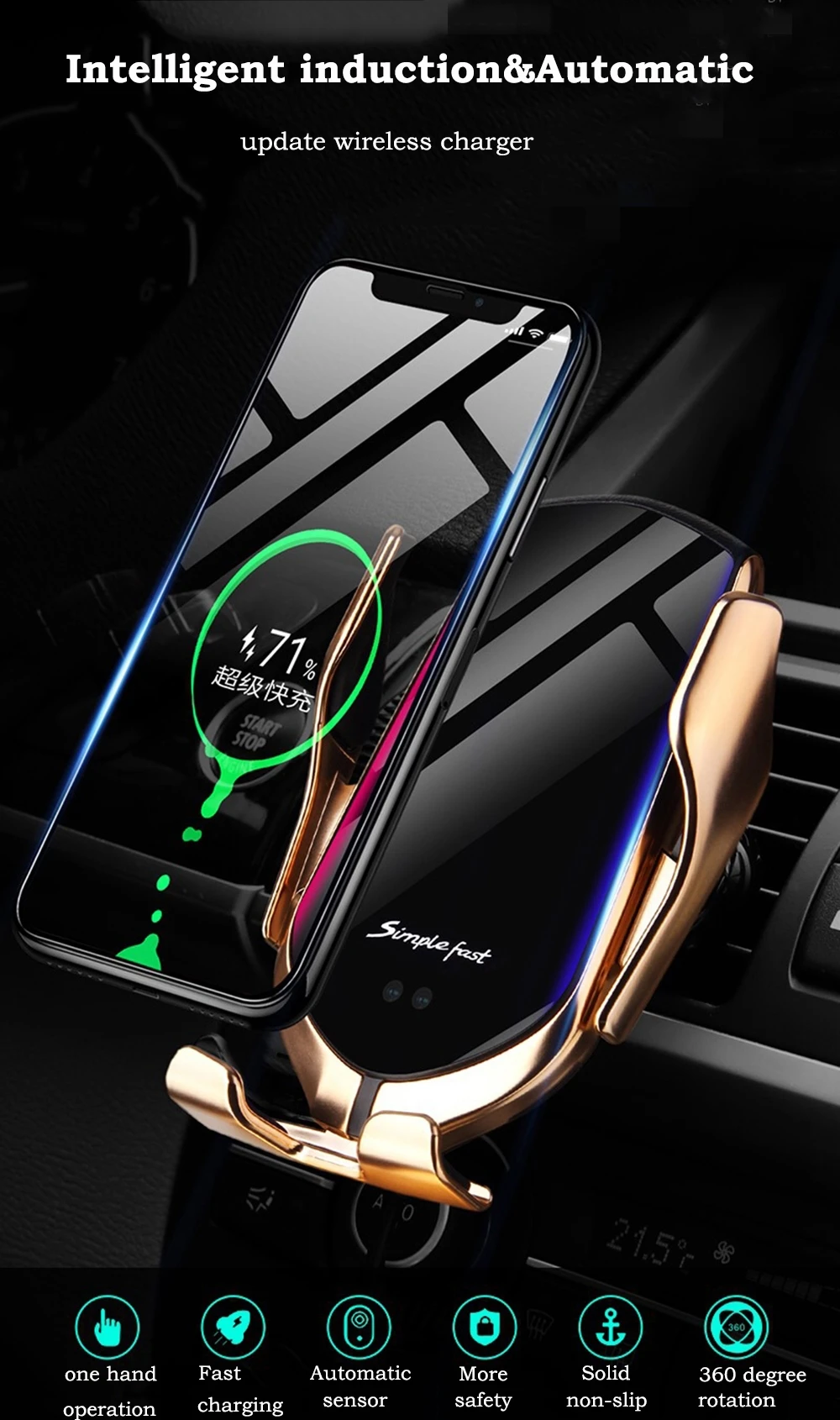 Suporte do Telefone Carro para o Iphone Carregador de Ventilação qi sem Fio Floveme Inteligente Sensor Infravermelho 12 11 Xiaomi 10w ar Suporte Montagem r2 2 Carregadores sem Fio