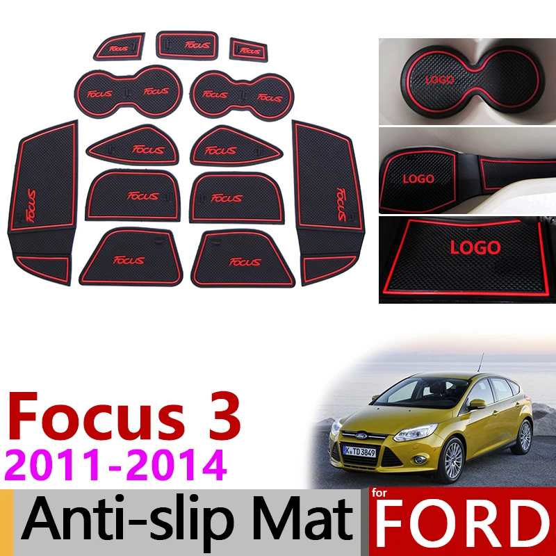 Противоскользящий коврик для ворот резиновая подставка для Ford Focus 3 MK3 2011 2012 2013 pre-facelift ST RS аксессуары Автомобильные наклейки 13 шт