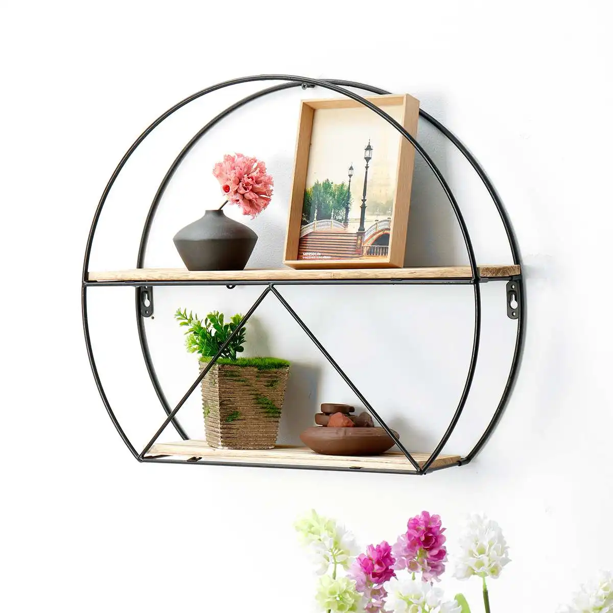 Geometric Square Wall Wire Shelf Storage Holder Wood Rack Shelves Decor Home Home Garden Other Home Building Hardware 42jours Ch