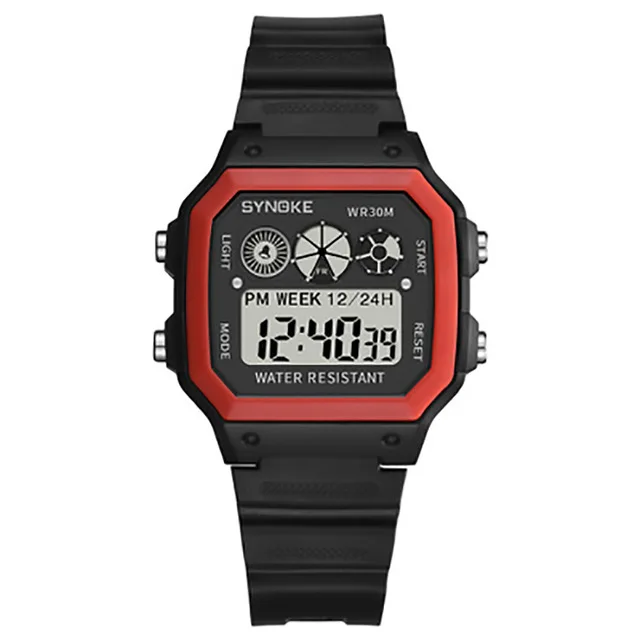 Men's Digital Watch Men Sports Wristwatch LED Dual Time Pedometer Alarm Clock 50M Waterproof Military Watches Relogios Masculino red