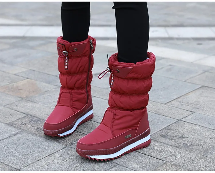 Women snow boots  platform winter boots thick plush waterproof non-slip boots  fashion women winter shoes  warm fur  botas mujer