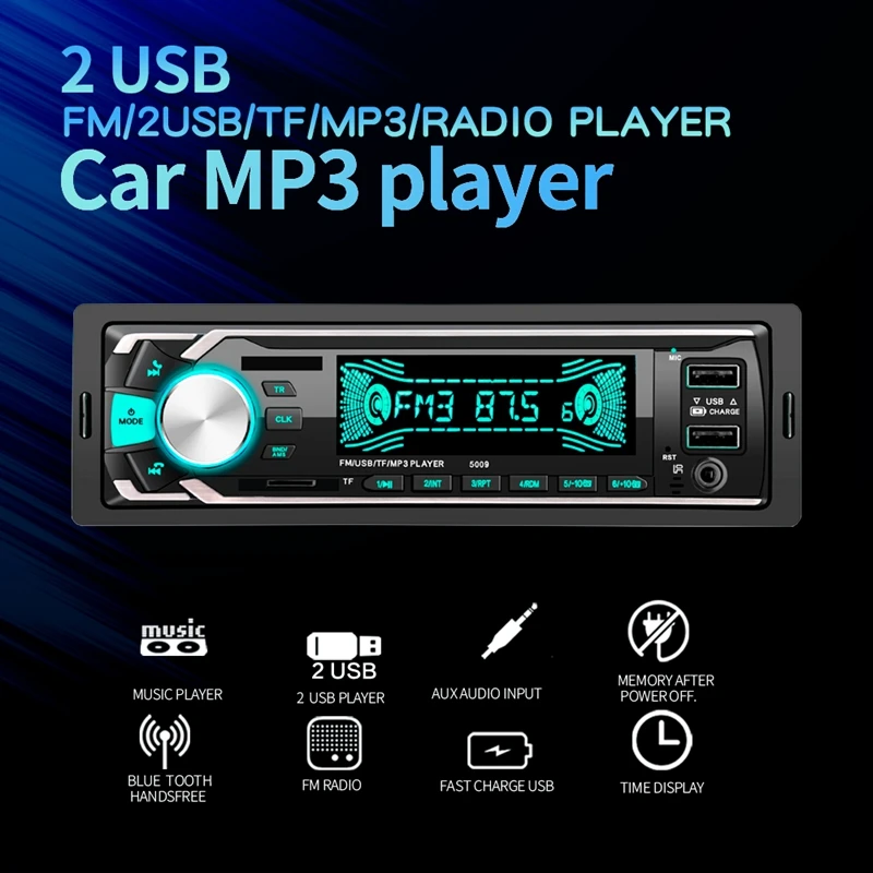 Bluetooth стерео, автомобильное аудио fm-радио, MP3-плеер Usb/Sd/Aux Hands Free вызов с беспроводным пультом дистанционного управления 2Usb автомобиля мульти