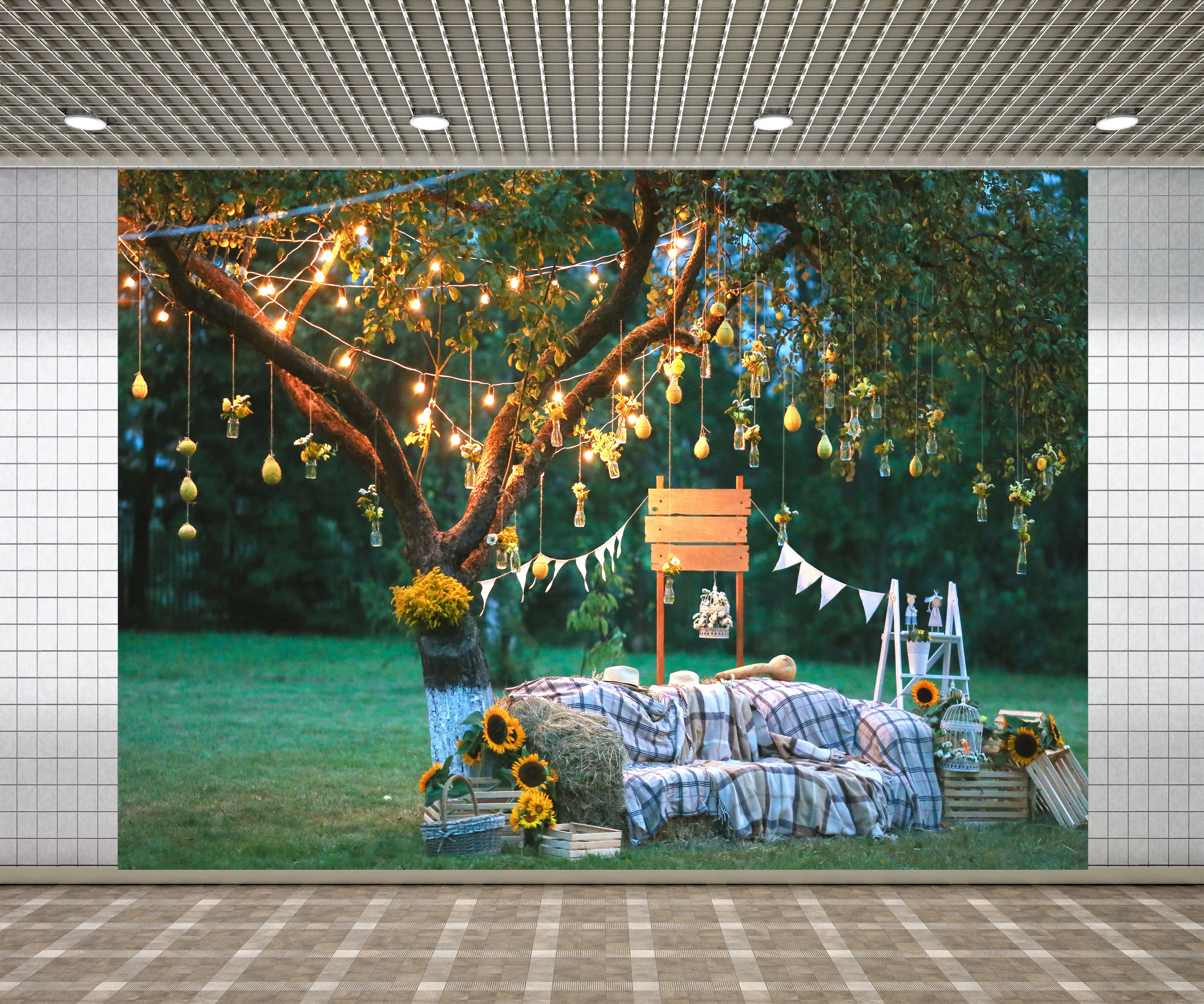 Lyavshi Light bulb Tree Sunflower Haystack Outdoor wedding Scenery photo Background For Photo Studio photography backdrops | Электроника