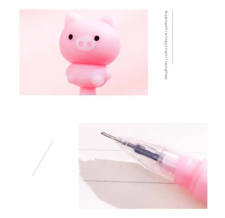 1 Piece Lytwtw's Kawaii Cute Pig Fashion School Office Supplies Students Gift Awards Accessories Stationery Black Ink Gel Pen