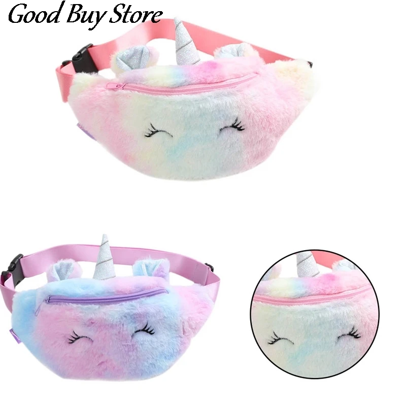Chest Bags Waist Packs Fashion Girls Shoulder Belt Bags Children Kids Mini Unicorn Chest Phone Pouch Lovely Colorful Fur