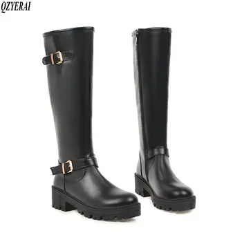 

QZYERAI New arrivals autumn/winter fashionable women's boots knee-high boots European fashion boots women's shoes sizes 34-43