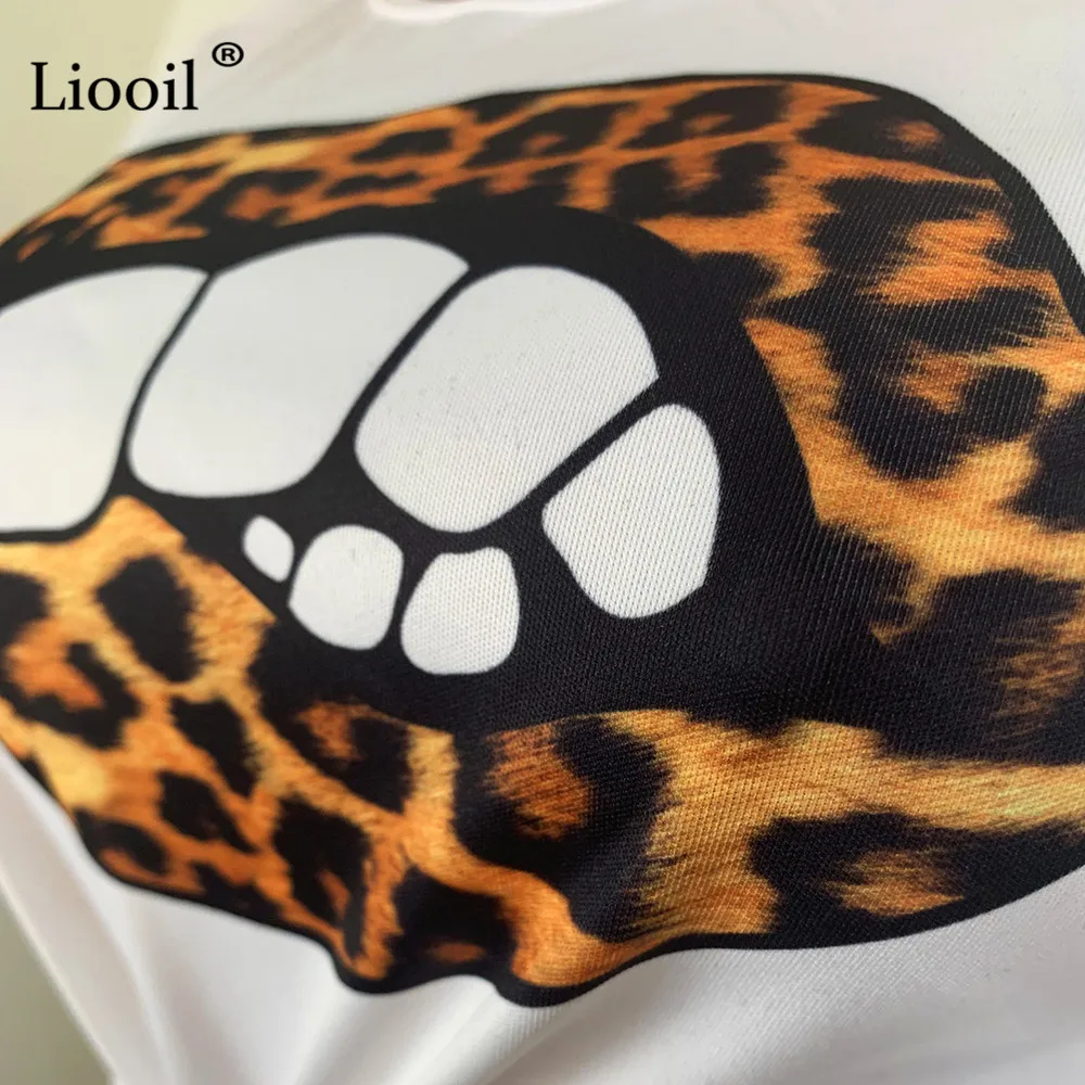 Liooil губы две детали с принтом плотные Комбинезоны для женщин Леопард клуб детские длинные Комбинезоны сексуальные костюмы вечерние широкие ноги комбинезон