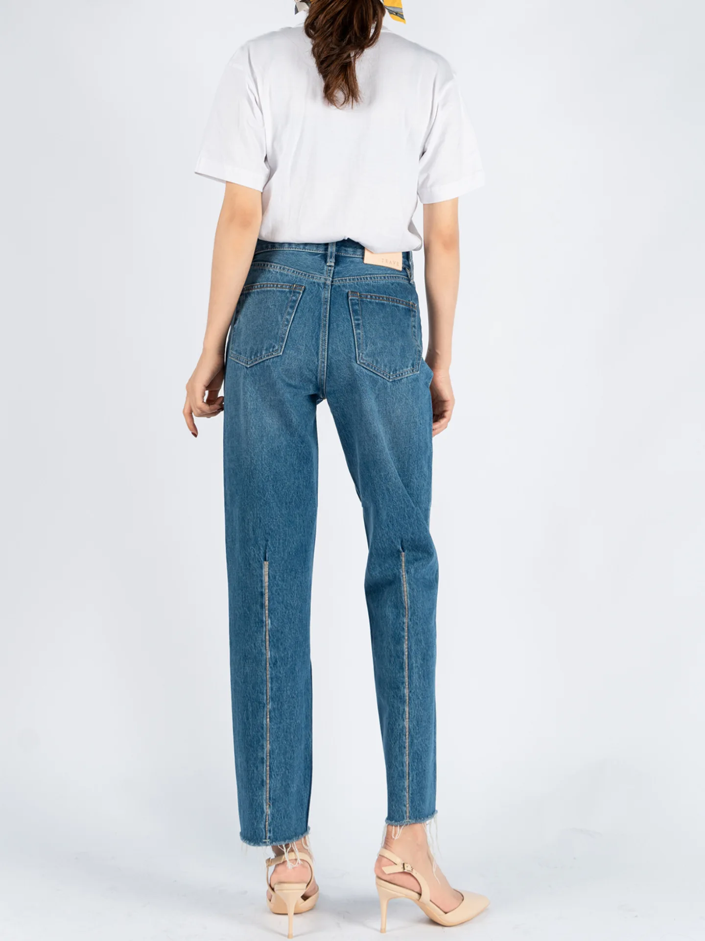 gap jeans Women Jeans Pants 2021 Spring/Summer High Waist Retro Washed Blue Straight Calf Top Line Decorated Raw Edge Nine-point Jeans levis 501