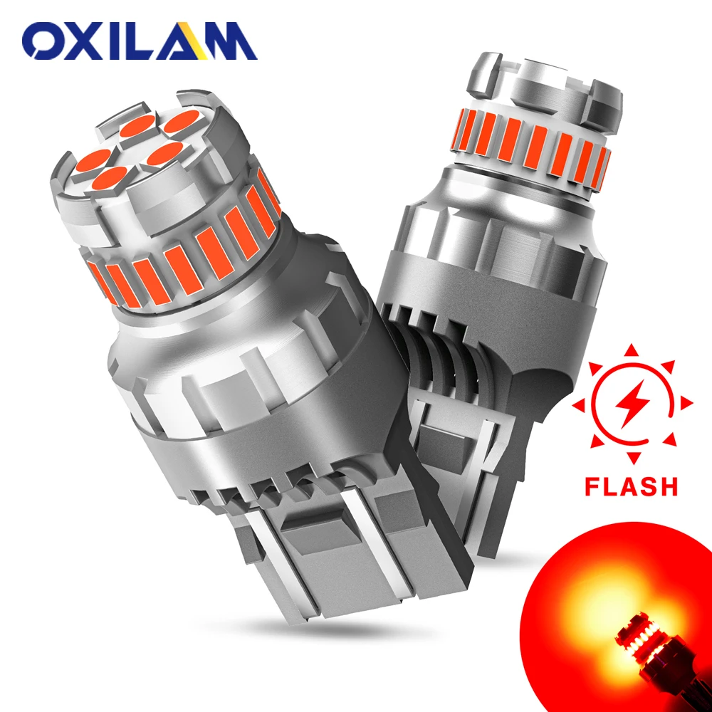 OXILAM 2 шт. 1200LM W21/5W LED Red WY21W 3157 P27/7W 7443 Светодиодная лампа для стоп сигнала