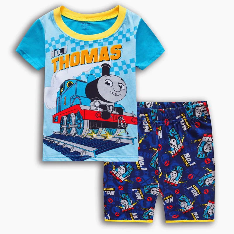 Дети девочки Повседневное хлопок домашний пижамный комплект для детей, с короткими рукавами, с мультипликационным принтом, пижама, комплект одежды для маленьких мальчиков высокое качество пижамный комплект - Цвет: 37
