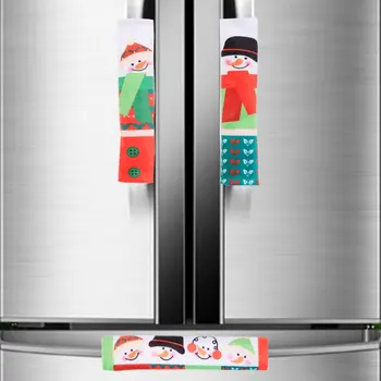 

3pcs Microwave Oven Door Handle Cover Christmas Cartoon Snowman Printed Anti-static Refrigerator Dual Handles Covering New