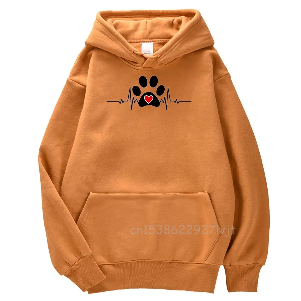Dogs Paw With Hearts Prints Hooded Casual Man Hoody Skin Friendly Sport Hoodies Fashion Comfortable Cool Streetwear Male
