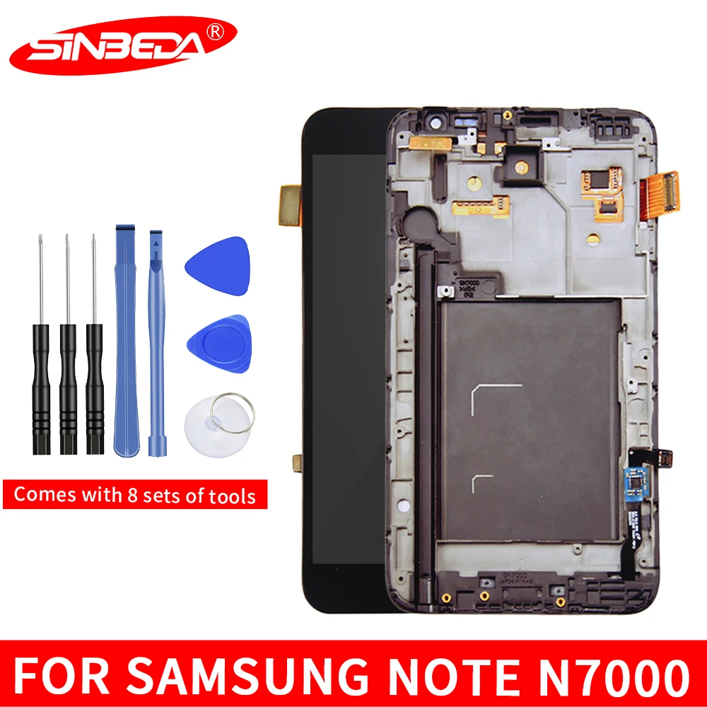 

Sinbeda Super Amoled LCD For Samsung Galaxy Note N7000 i9220 Touch Screen Digitizer Glass with Frame Assembly LCD Tela