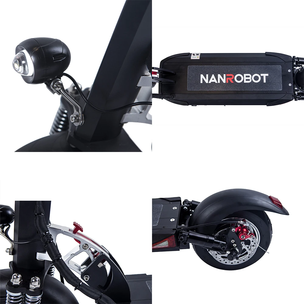 NANROBOT D5+ 2000W 52V 26AH Adult Electric Scooter 10'' Foldable Lightweight Top Speed 40 MPH 40 Mi