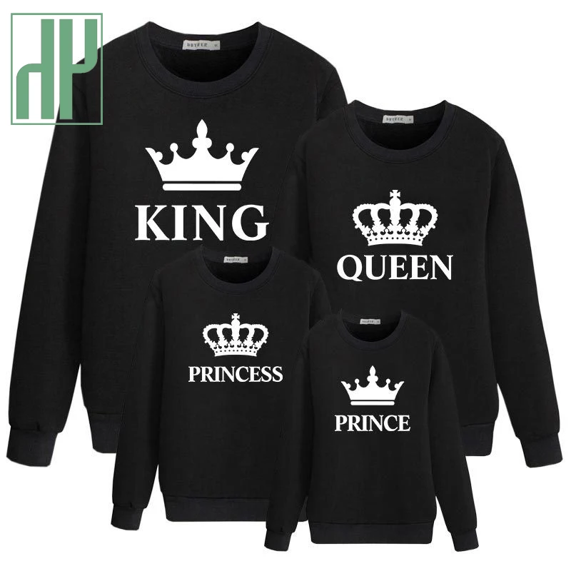 Семейные одинаковые наряды Sweatshitr King Queen Prince Princess для отца мамы сына дочери одежда